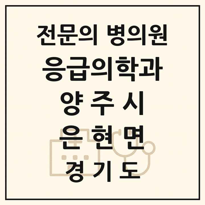 2026 경기도 양주시 은현면 응급의학과 전문의 의원·병원 목록 1곳
