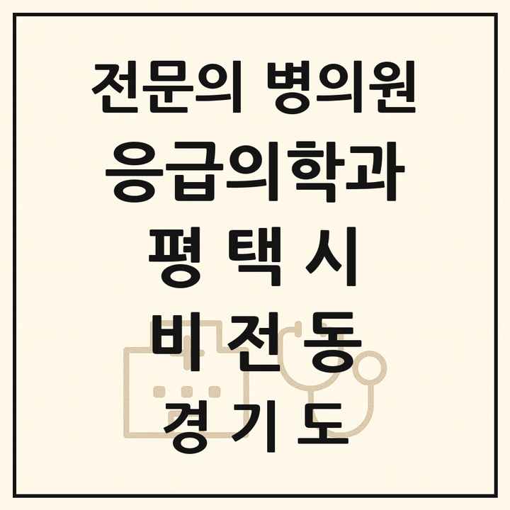 2026 경기도 평택시 비전동 응급의학과 전문의 의원·병원 목록 2곳