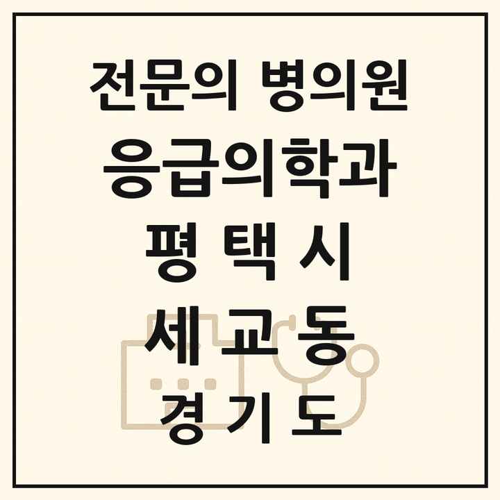 2026 경기도 평택시 세교동 응급의학과 전문의 의원·병원 목록 1곳