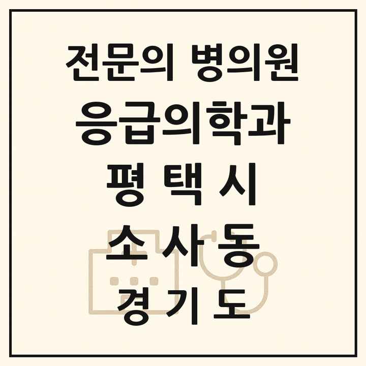 2026 경기도 평택시 소사동 응급의학과 전문의 의원·병원 목록 1곳
