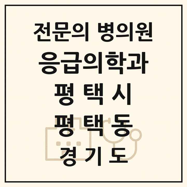 2026 경기도 평택시 평택동 응급의학과 전문의 의원·병원 목록 1곳