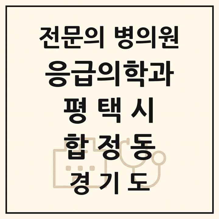 2026 경기도 평택시 합정동 응급의학과 전문의 의원·병원 목록 1곳