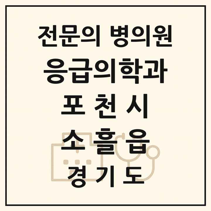 2026 경기도 포천시 소흘읍 응급의학과 전문의 의원·병원 목록 1곳