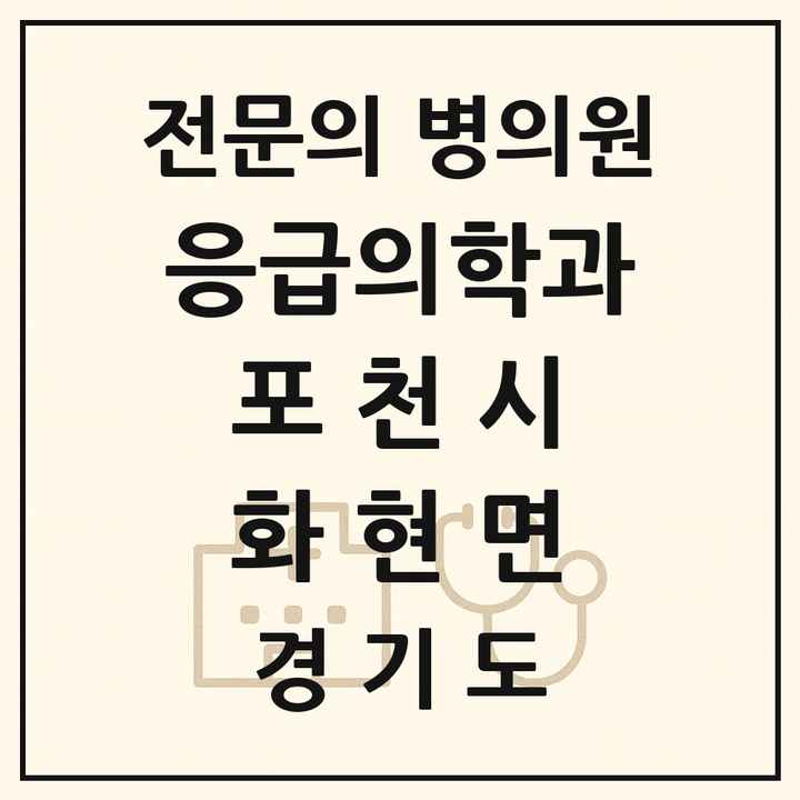 2026 경기도 포천시 화현면 응급의학과 전문의 의원·병원 목록 1곳