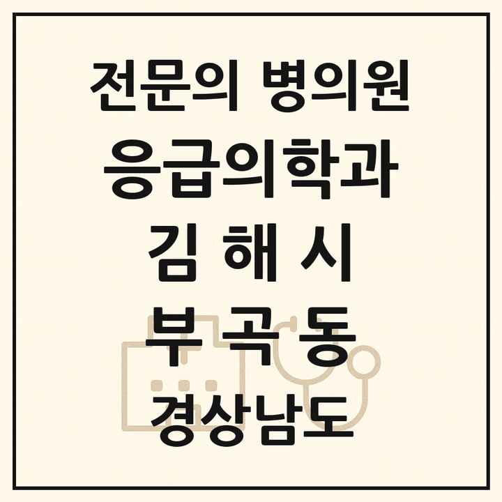 2026 경상남도 김해시 부곡동 응급의학과 전문의 의원·병원 목록 1곳