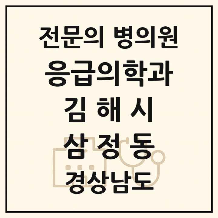 2026 경상남도 김해시 삼정동 응급의학과 전문의 의원·병원 목록 1곳