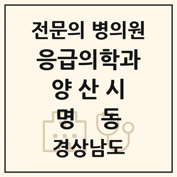 2026 경상남도 양산시 명동 응급의학과 전문의 의원·병원 목록 1곳