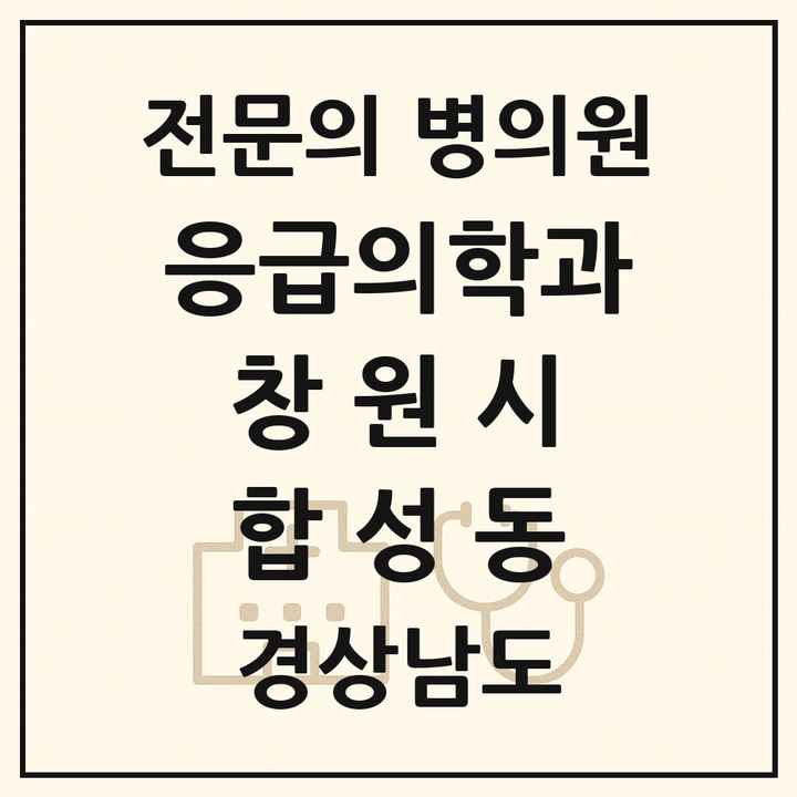 2026 경상남도 창원시 합성동 응급의학과 전문의 의원·병원 목록 1곳