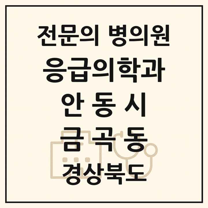 2026 경상북도 안동시 금곡동 응급의학과 전문의 의원·병원 목록 1곳