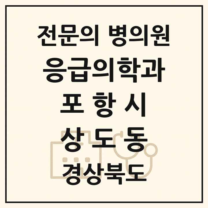 2026 경상북도 포항시 상도동 응급의학과 전문의 의원·병원 목록 1곳