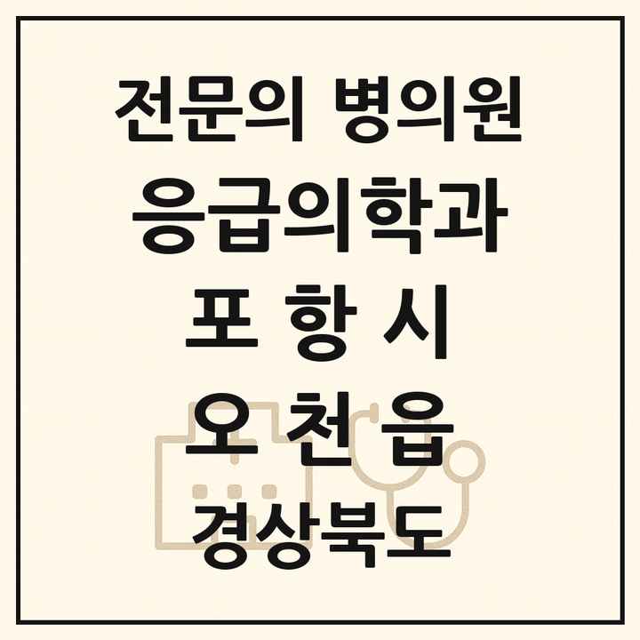 2026 경상북도 포항시 오천읍 응급의학과 전문의 의원·병원 목록 1곳