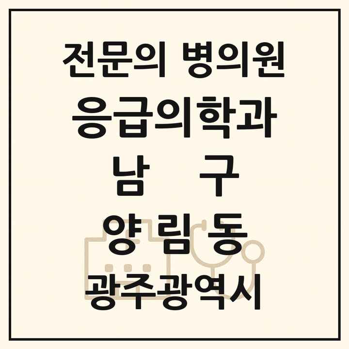 2026 광주광역시 남구 양림동 응급의학과 전문의 의원·병원 목록 1곳