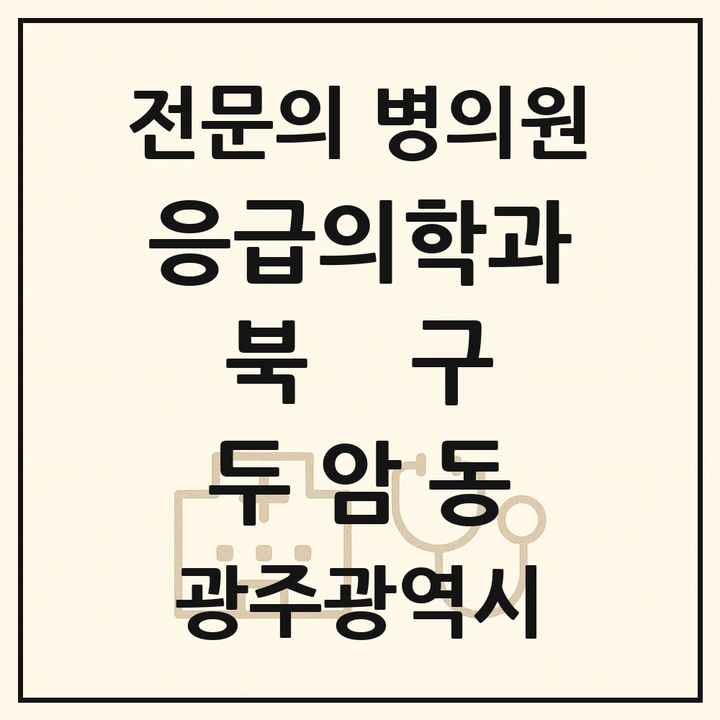 2026 광주광역시 북구 두암동 응급의학과 전문의 의원·병원 목록 1곳