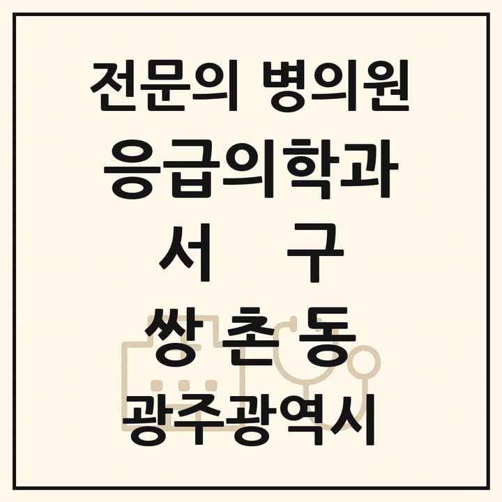 2026 광주광역시 서구 쌍촌동 응급의학과 전문의 의원·병원 목록 1곳