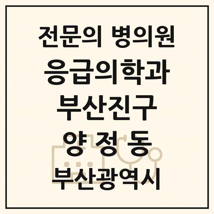 2026 부산광역시 부산진구 양정동 응급의학과 전문의 의원·병원 목록 1곳