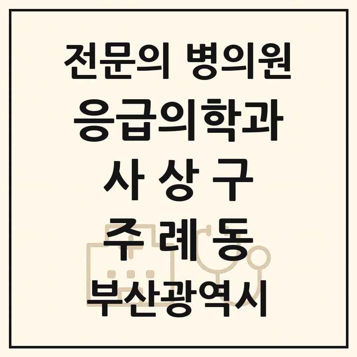 2026 부산광역시 사상구 주례동 응급의학과 전문의 의원·병원 목록 1곳