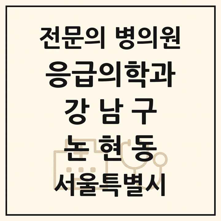 2026 서울특별시 강남구 논현동 응급의학과 전문의 의원·병원 목록 2곳