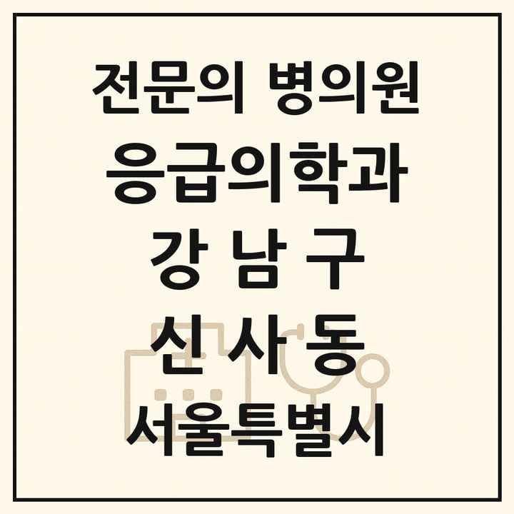 2026 서울특별시 강남구 신사동 응급의학과 전문의 의원·병원 목록 1곳