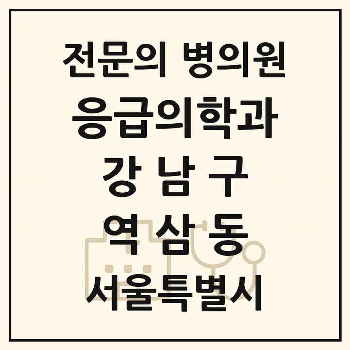 2026 서울특별시 강남구 역삼동 응급의학과 전문의 의원·병원 목록 2곳