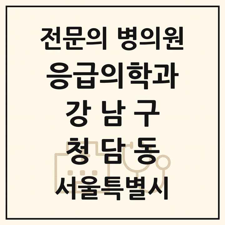 2026 서울특별시 강남구 청담동 응급의학과 전문의 의원·병원 목록 1곳