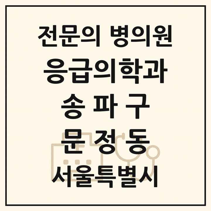 2026 서울특별시 송파구 문정동 응급의학과 전문의 의원·병원 목록 2곳