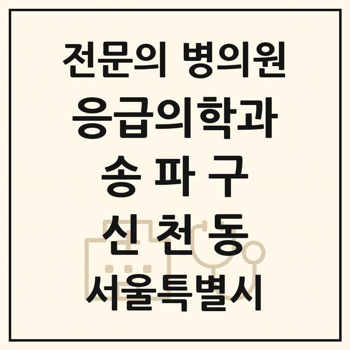 2026 서울특별시 송파구 신천동 응급의학과 전문의 의원·병원 목록 1곳
