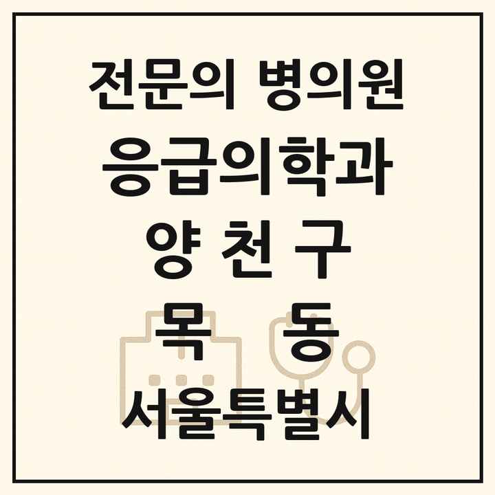 2026 서울특별시 양천구 목동 응급의학과 전문의 의원·병원 목록 2곳