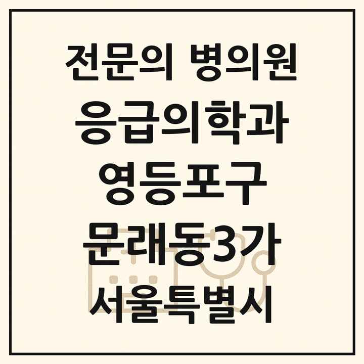 2026 서울특별시 영등포구 문래동3가 응급의학과 전문의 의원·병원 목록 1곳
