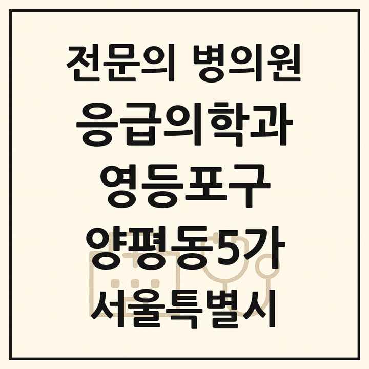 2026 서울특별시 영등포구 양평동5가 응급의학과 전문의 의원·병원 목록 1곳