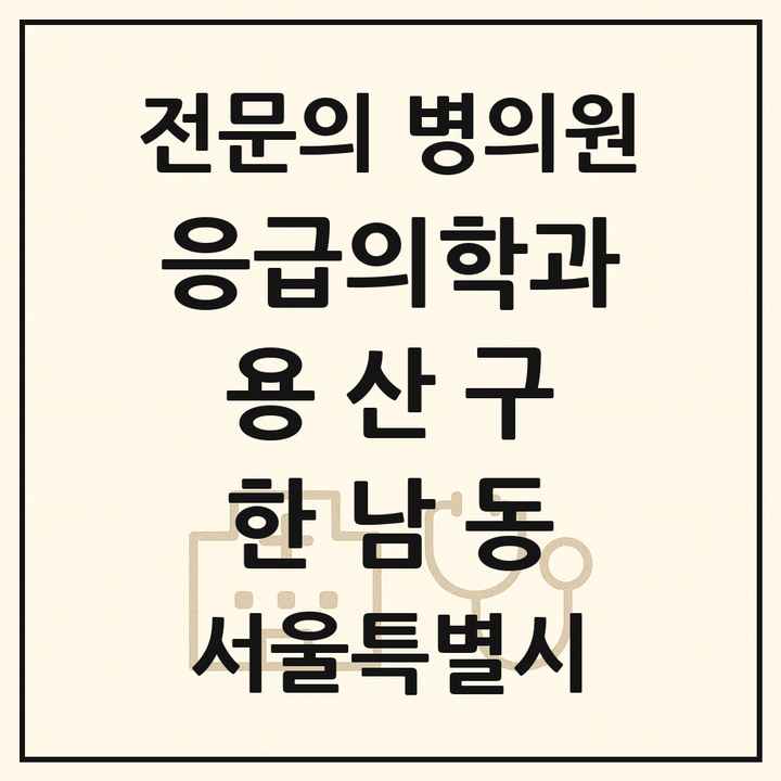 2026 서울특별시 용산구 한남동 응급의학과 전문의 의원·병원 목록 1곳