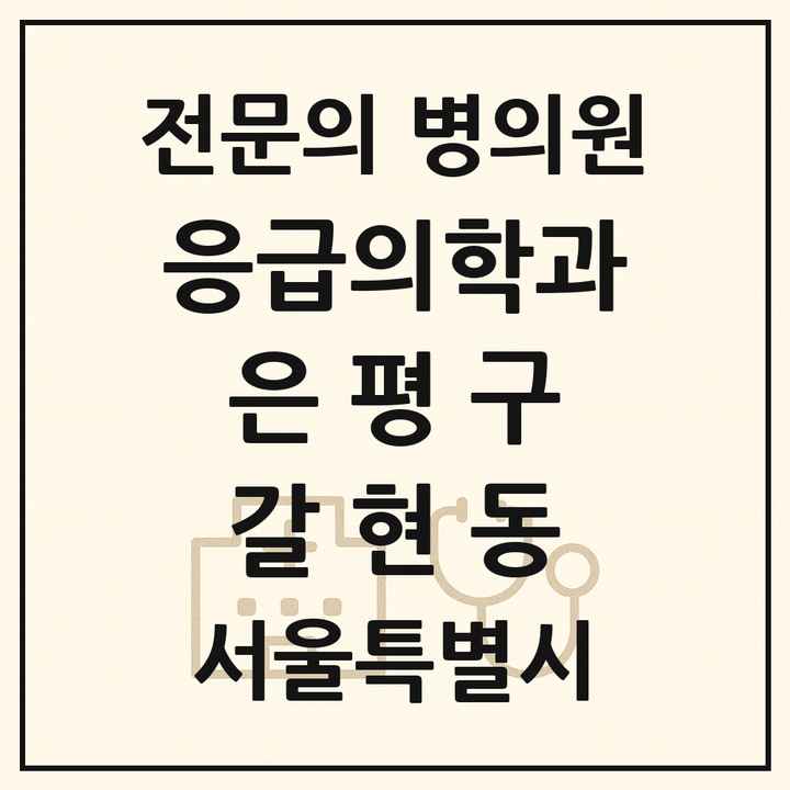 2026 서울특별시 은평구 갈현동 응급의학과 전문의 의원·병원 목록 1곳