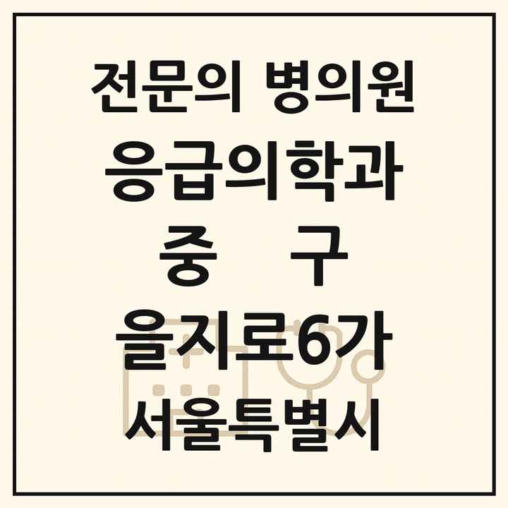 2026 서울특별시 중구 을지로6가 응급의학과 전문의 의원·병원 목록 1곳