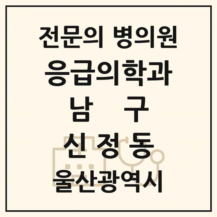 2026 울산광역시 남구 신정동 응급의학과 전문의 의원·병원 목록 3곳
