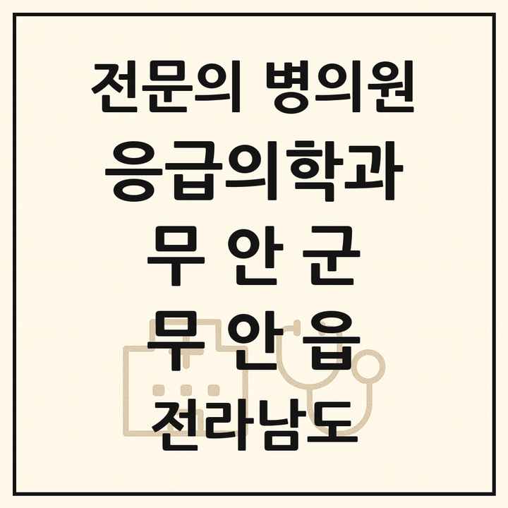 2026 전라남도 무안군 무안읍 응급의학과 전문의 의원·병원 목록 1곳