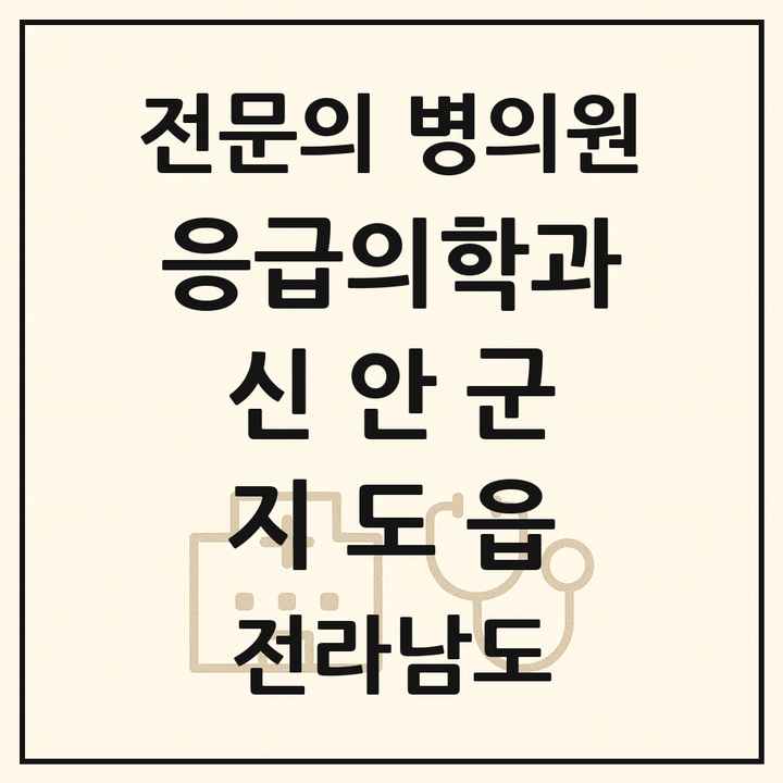 2026 전라남도 신안군 지도읍 응급의학과 전문의 의원·병원 목록 1곳