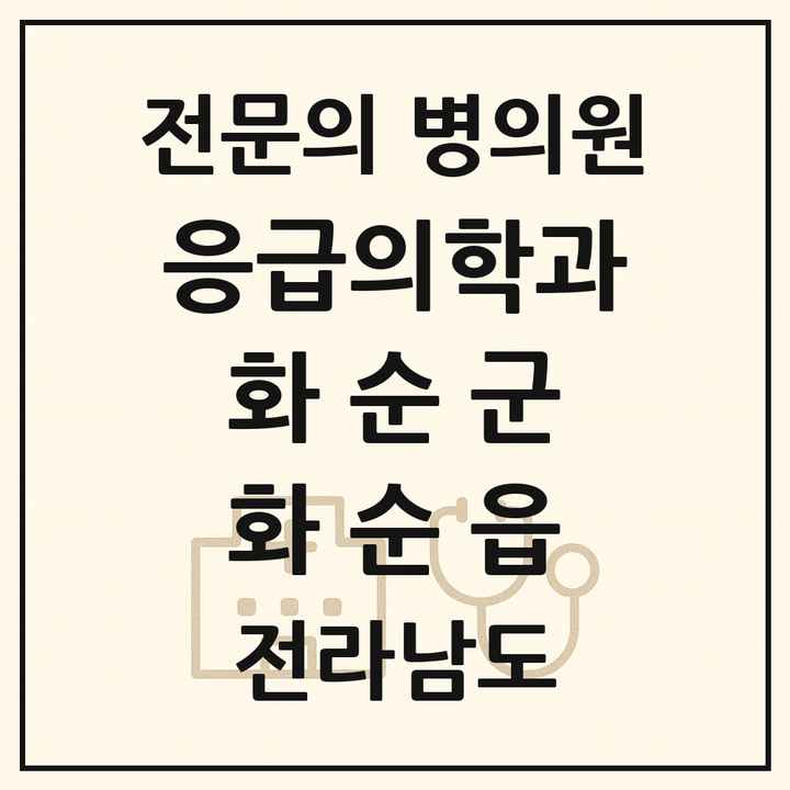 2026 전라남도 화순군 화순읍 응급의학과 전문의 의원·병원 목록 1곳