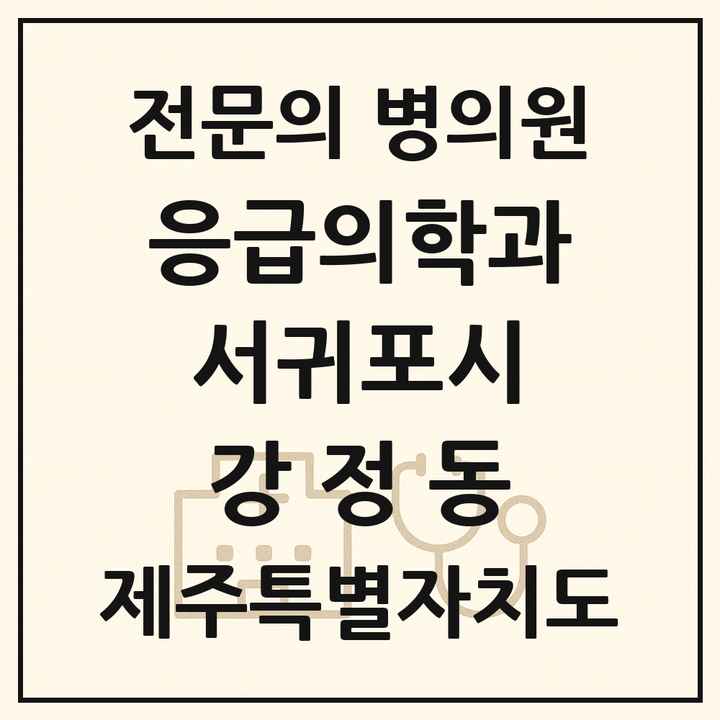 2026 제주특별자치도 서귀포시 강정동 응급의학과 전문의 의원·병원 목록 1곳