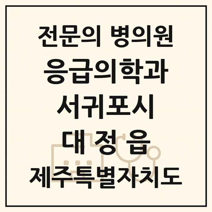 2026 제주특별자치도 서귀포시 대정읍 응급의학과 전문의 의원·병원 목록 1곳