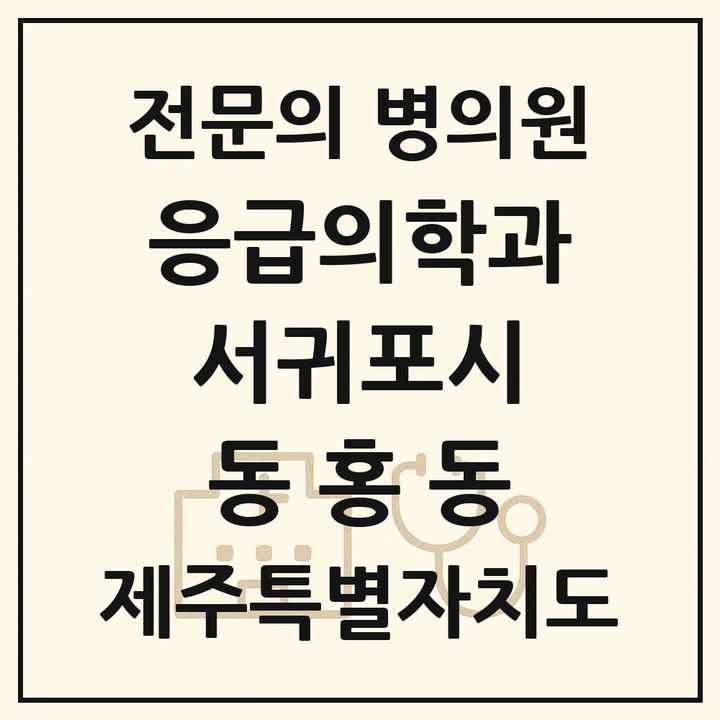 2026 제주특별자치도 서귀포시 동홍동 응급의학과 전문의 의원·병원 목록 1곳