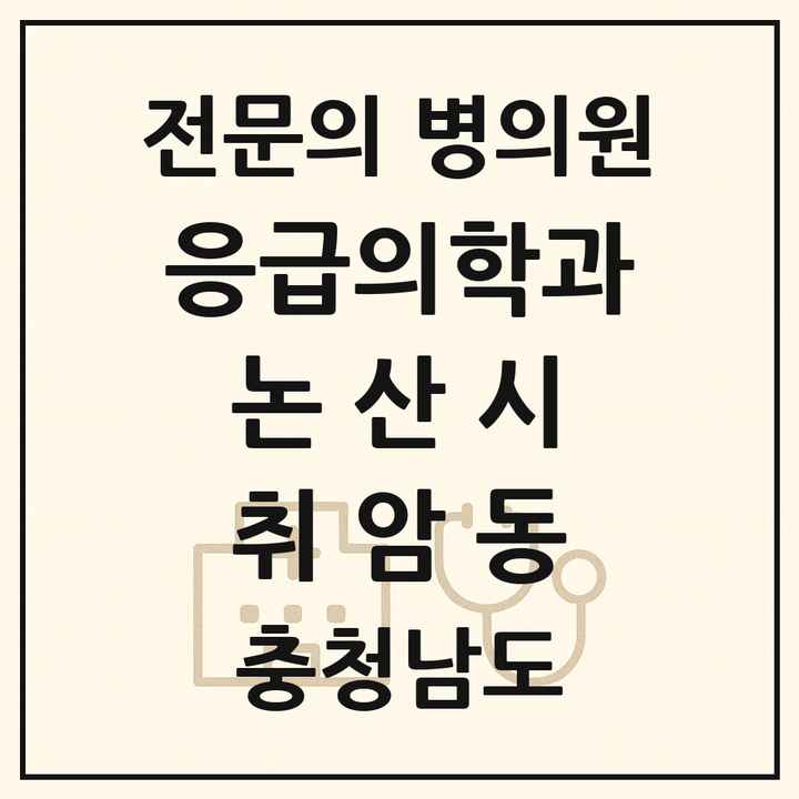 2026 충청남도 논산시 취암동 응급의학과 전문의 의원·병원 목록 1곳