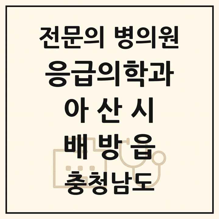 2026 충청남도 아산시 배방읍 응급의학과 전문의 의원·병원 목록 1곳