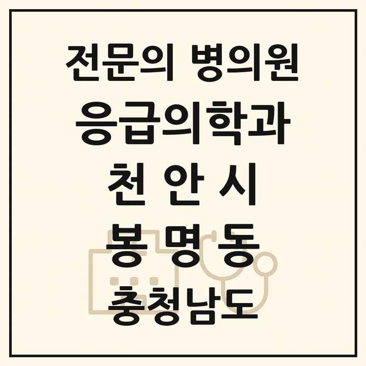 2026 충청남도 천안시 봉명동 응급의학과 전문의 의원·병원 목록 1곳