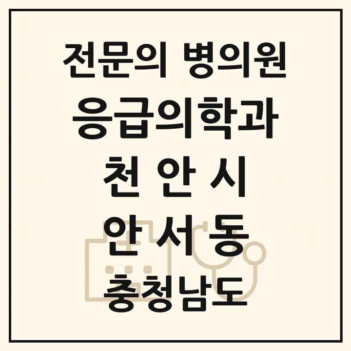 2026 충청남도 천안시 안서동 응급의학과 전문의 의원·병원 목록 1곳