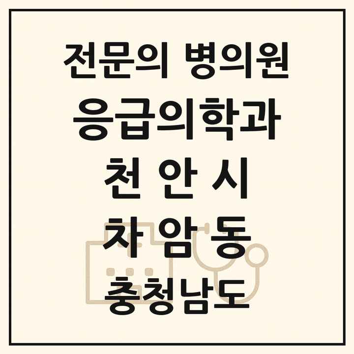 2026 충청남도 천안시 차암동 응급의학과 전문의 의원·병원 목록 1곳