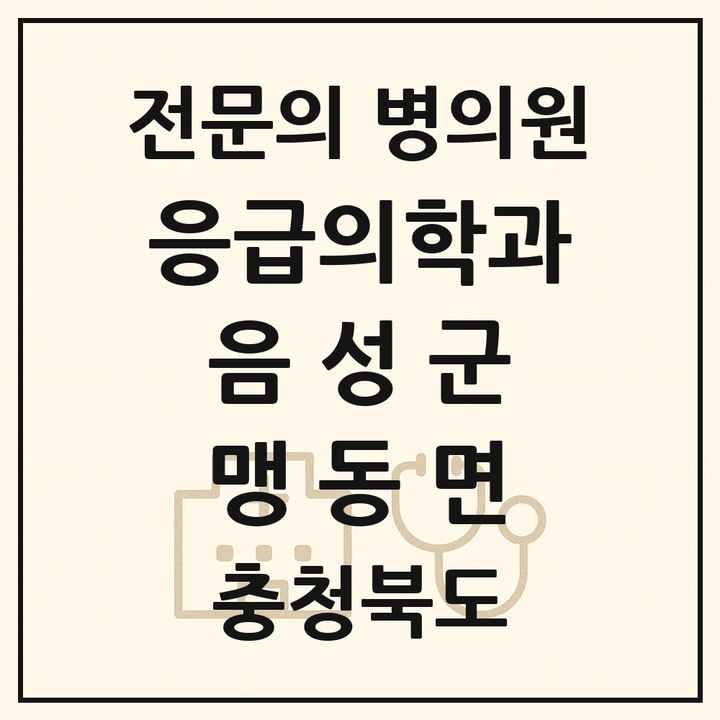 2026 충청북도 음성군 맹동면 응급의학과 전문의 의원·병원 목록 1곳