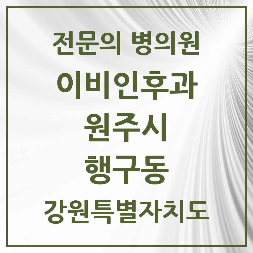 2025 강원특별자치도 원주시 행구동 이비인후과 전문의 의원·병원 목록 1곳