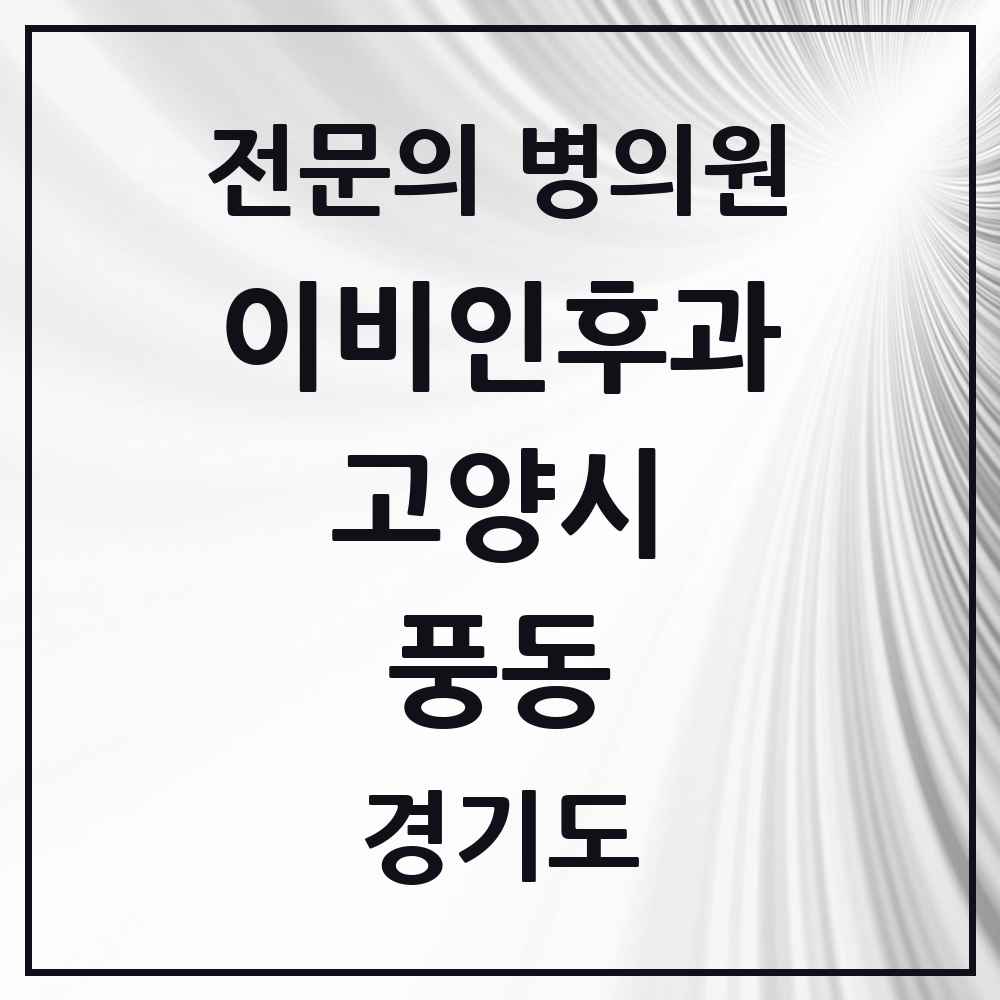 2025 경기도 고양시 풍동 이비인후과 전문의 의원·병원 목록 2곳
