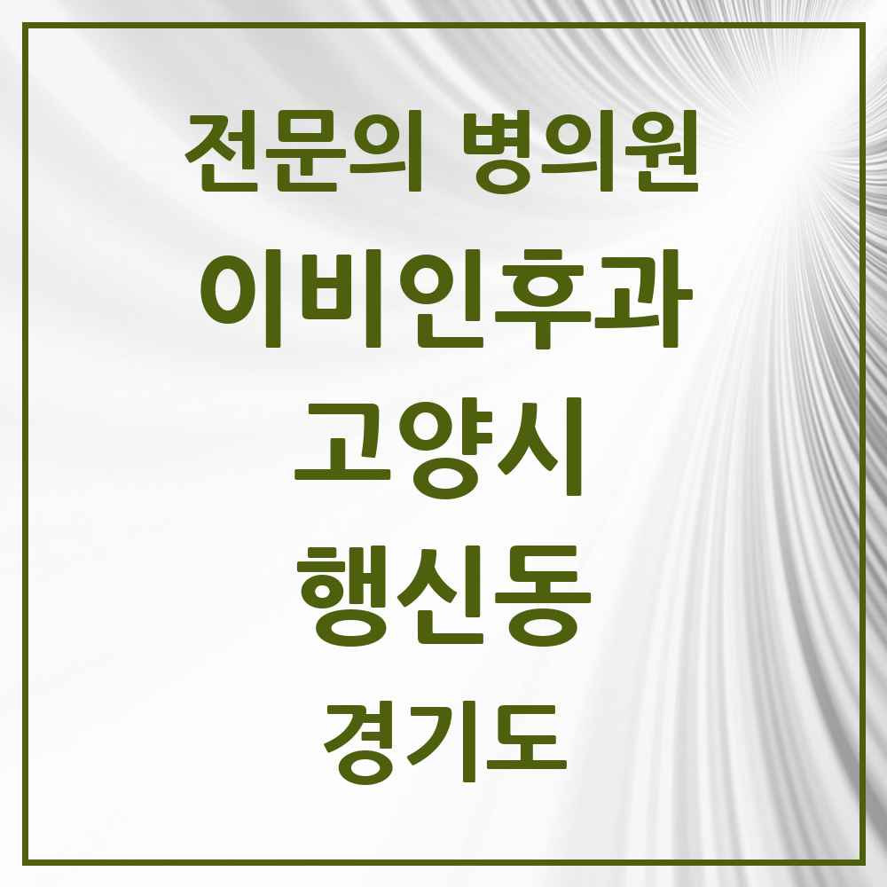 2025 경기도 고양시 행신동 이비인후과 전문의 의원·병원 목록 7곳