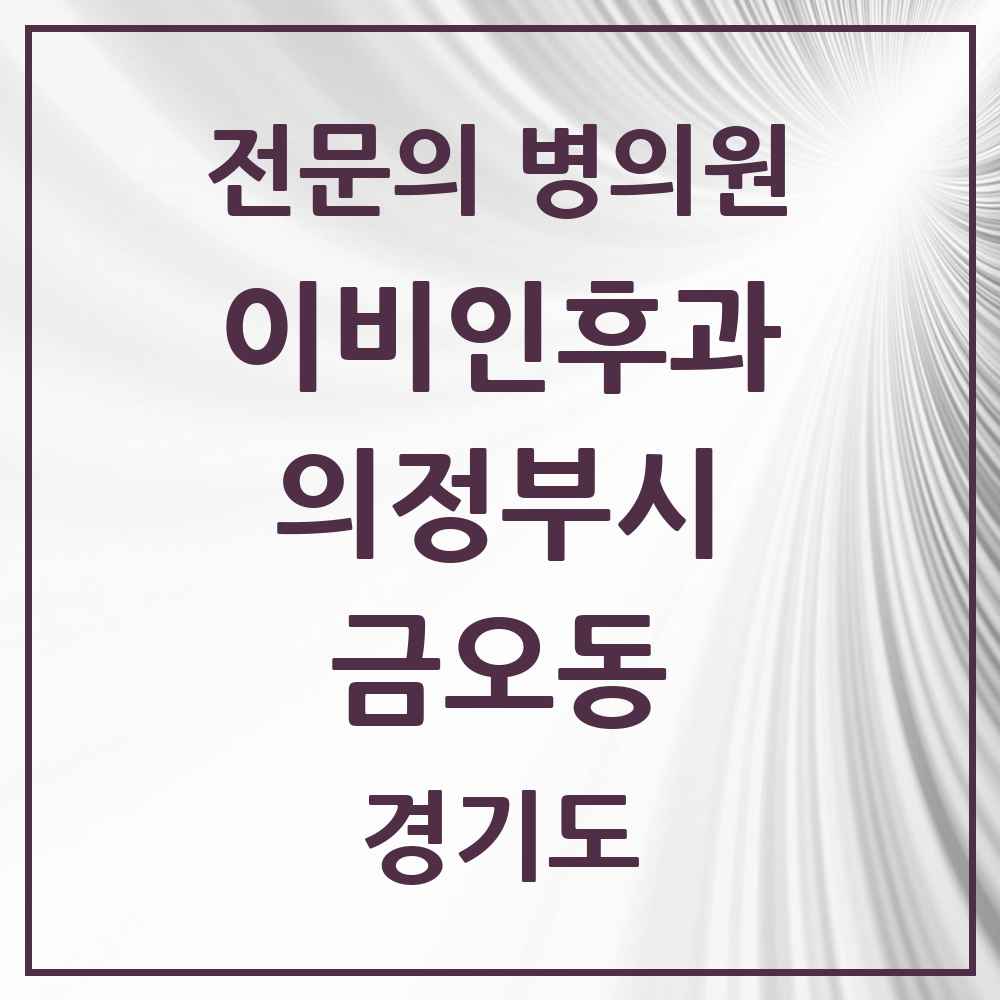 2025 경기도 의정부시 금오동 이비인후과 전문의 의원·병원 목록 4곳