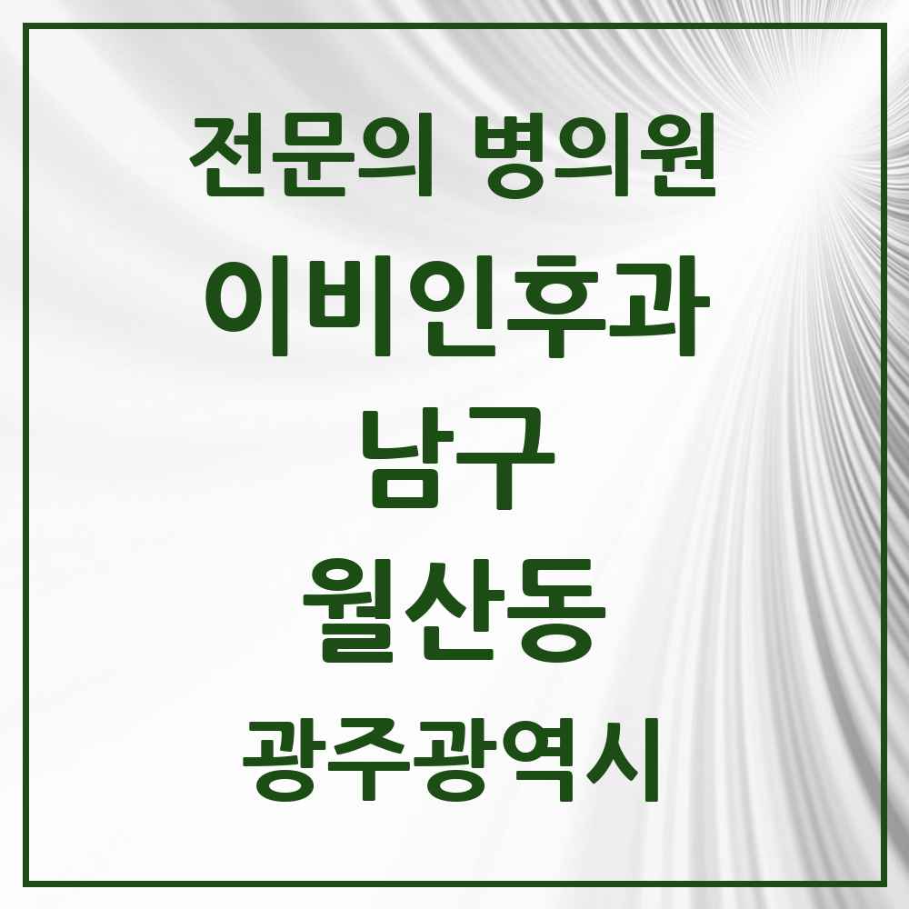 2025 광주광역시 남구 월산동 이비인후과 전문의 의원·병원 목록 2곳